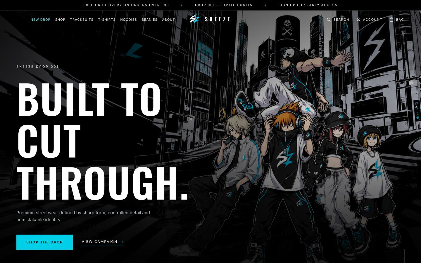 The SKEEZE sample website homepage
